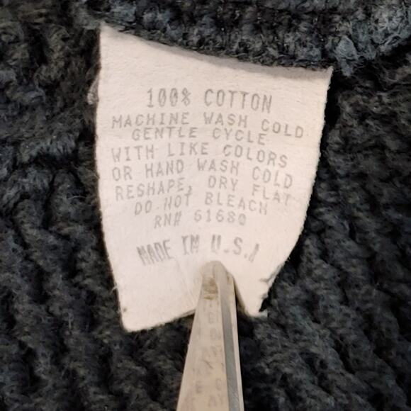 525 America Chunky Knit Cowl Neck Gray Cotton Tunic Sweater USA Made Womens XL - Picture 4 of 6